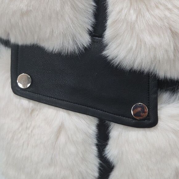 AZALEA WANG FAUX FUR PANEL VEST WITH MOTO TRIM, NWT - Picture 7 of 9